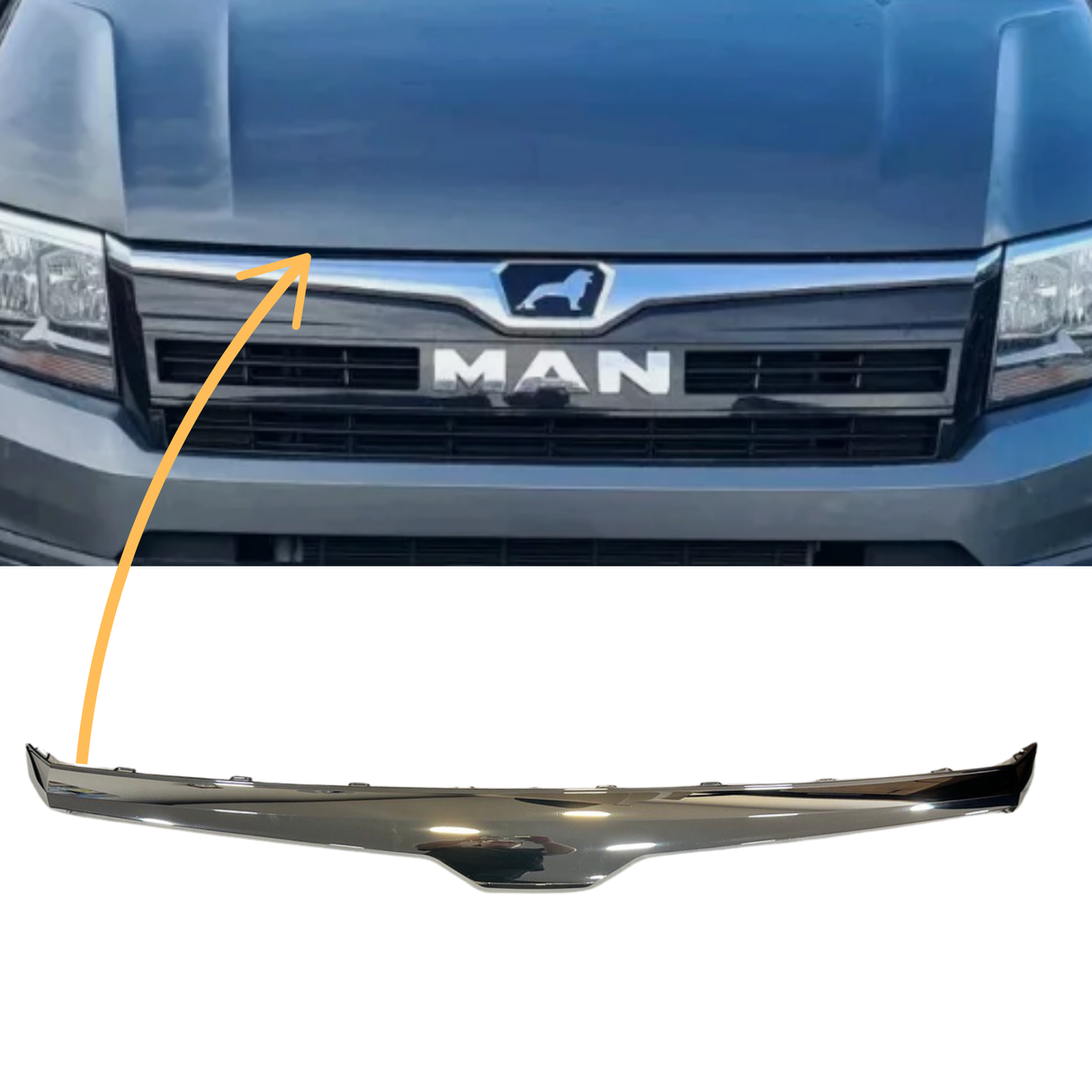 Für Man TGE Emblem ohne Emblem Kühlergrill – Chrom | Premium Kühlergrill Upgrade für MAN TGE Van