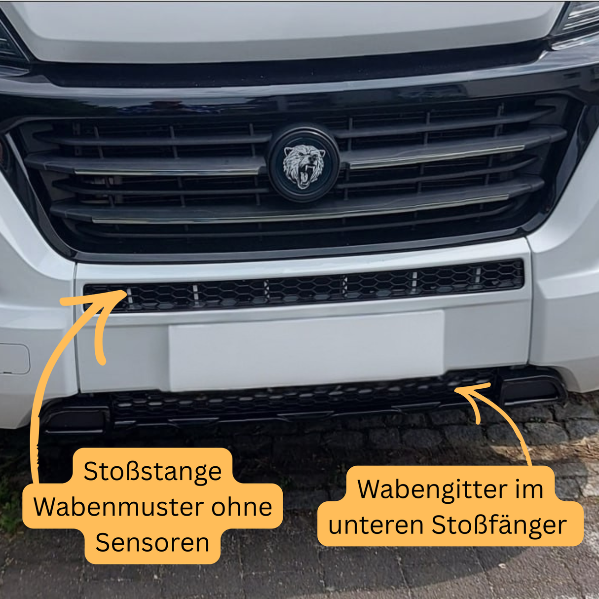 Für Citroën Jumper Front-Honigwaben-Stoßstangengrill-Bundle 2 Stück – Glanzschwarz | Van-X