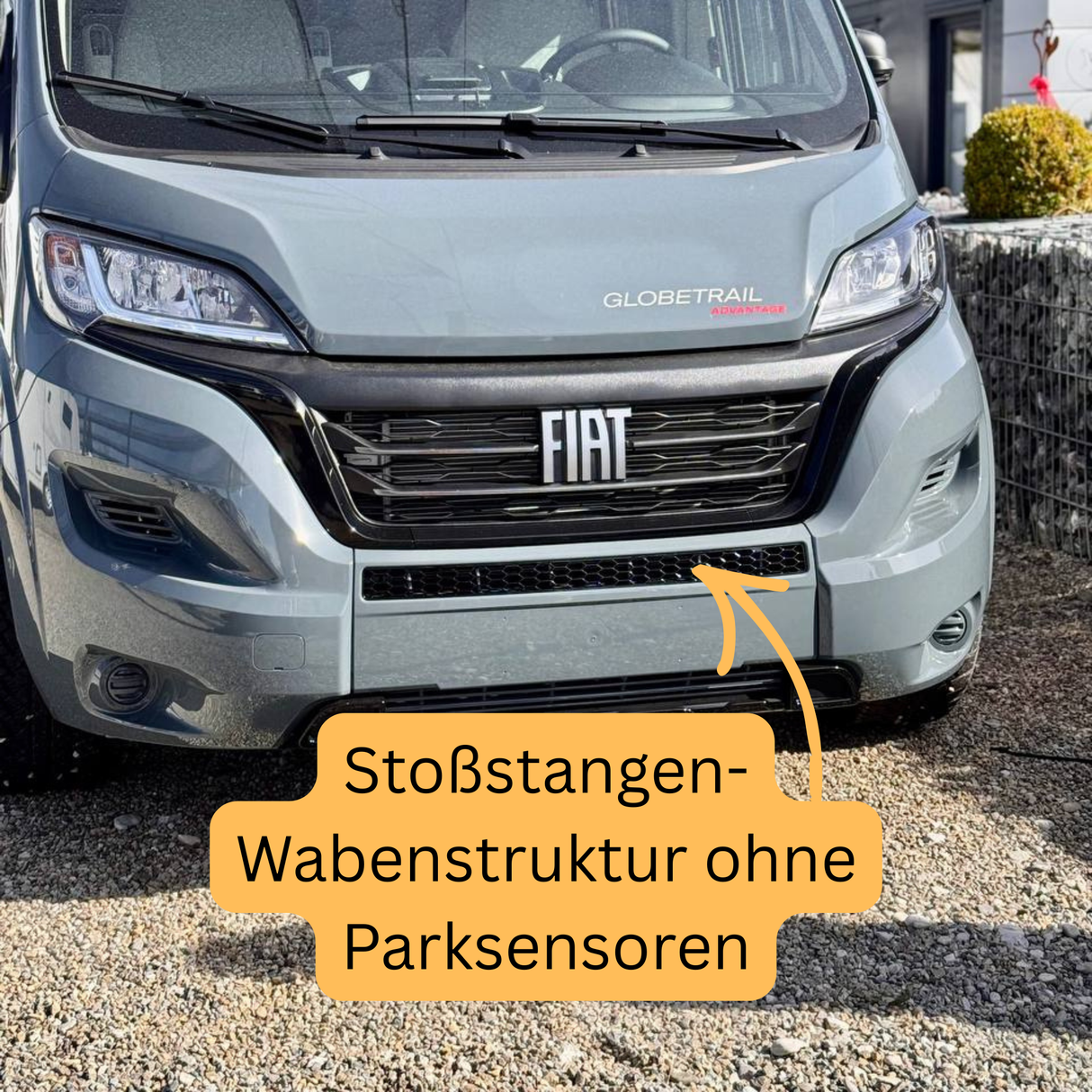 Fiat Ducato Stoßfänger Wabengitter ohne Parksensoren – Glänzend Schwarz