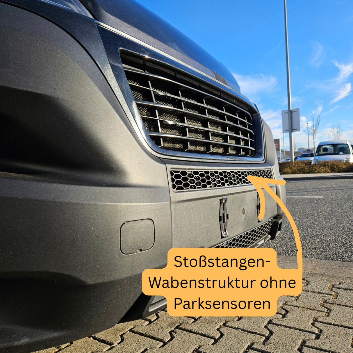 Fiat Ducato Stoßfänger Wabengitter ohne Parksensoren – Matt Schwarz