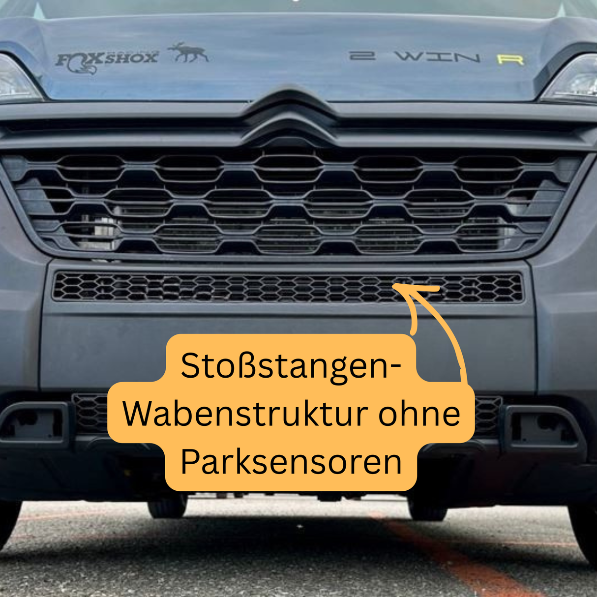 Fiat Ducato Stoßfänger Wabengitter ohne Parksensoren – Matt Schwarz