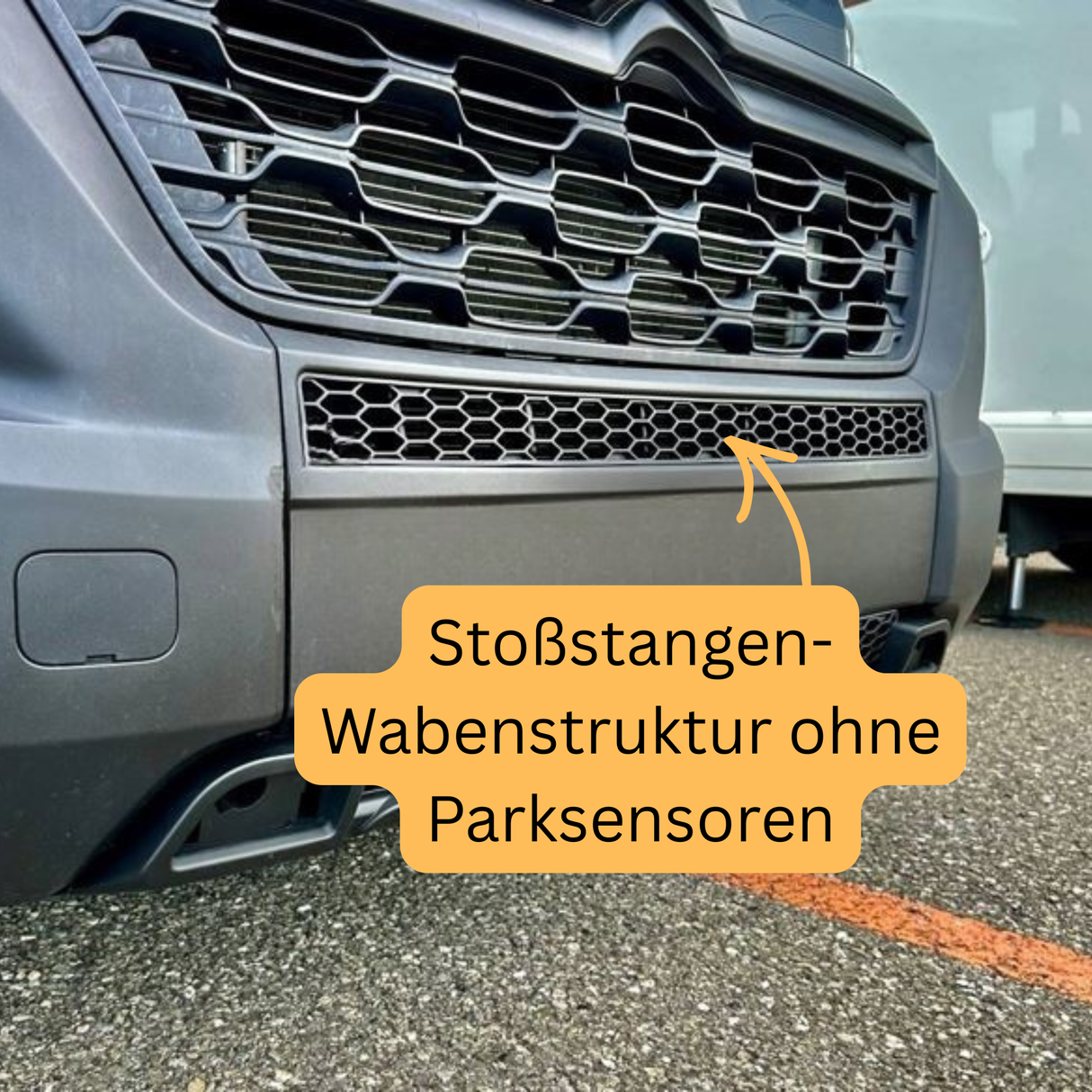 Fiat Ducato Stoßfänger Wabengitter ohne Parksensoren – Matt Schwarz