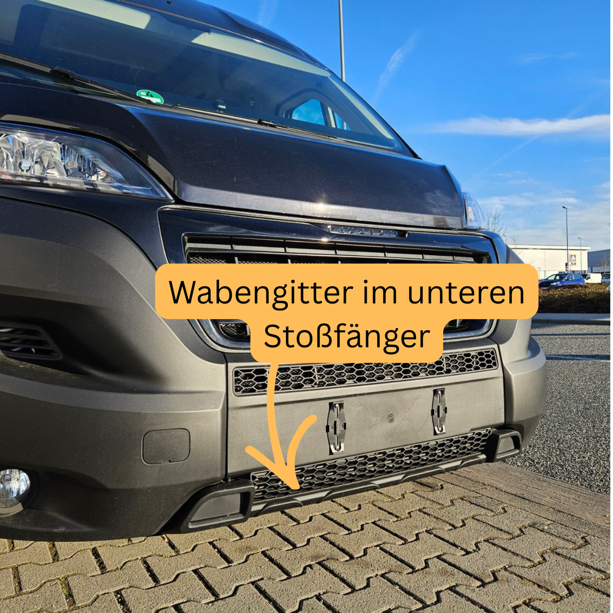 Fiat Ducato unterer Stoßstangen-Waben-Kühlergrill - Matt Schwarz