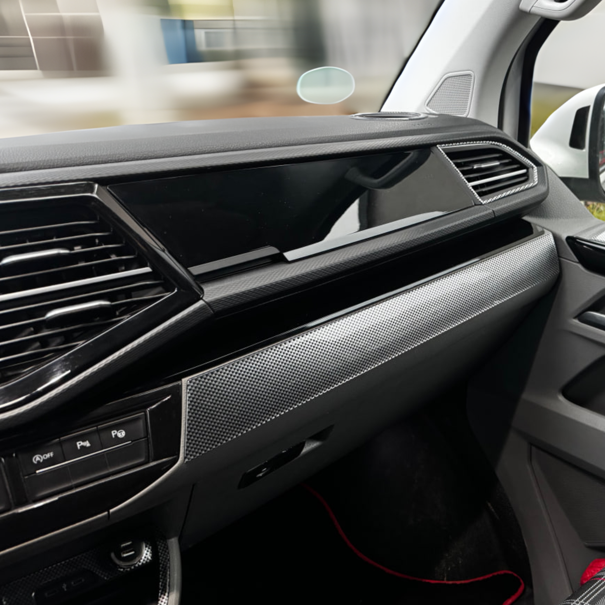 Für VW T6.1 Transporter Armaturenbrett Upgrade Van-X – Premium 4-teiliges glänzend schwarzes unteres Armaturenbrett und Türkartenset