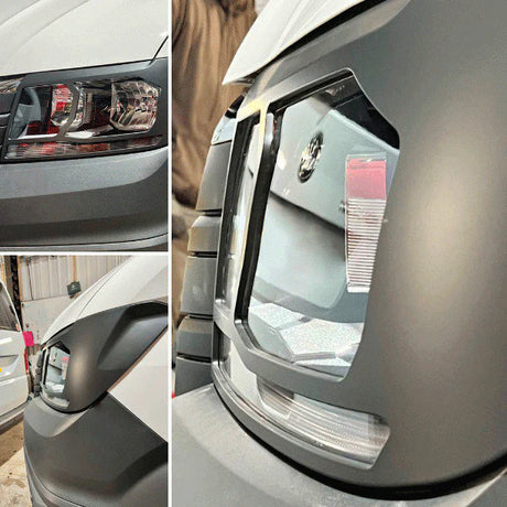 Für VW Crafter New Shape Scheinwerferschutz – Hammerite Ultimate Matte Black – Premium-Schutz | Van-X