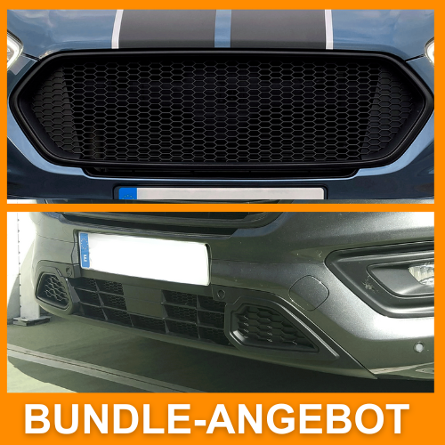 Für Ford Transit Custom Mattschwarz Wabengrill Set - vorlackiert und einbaufertig