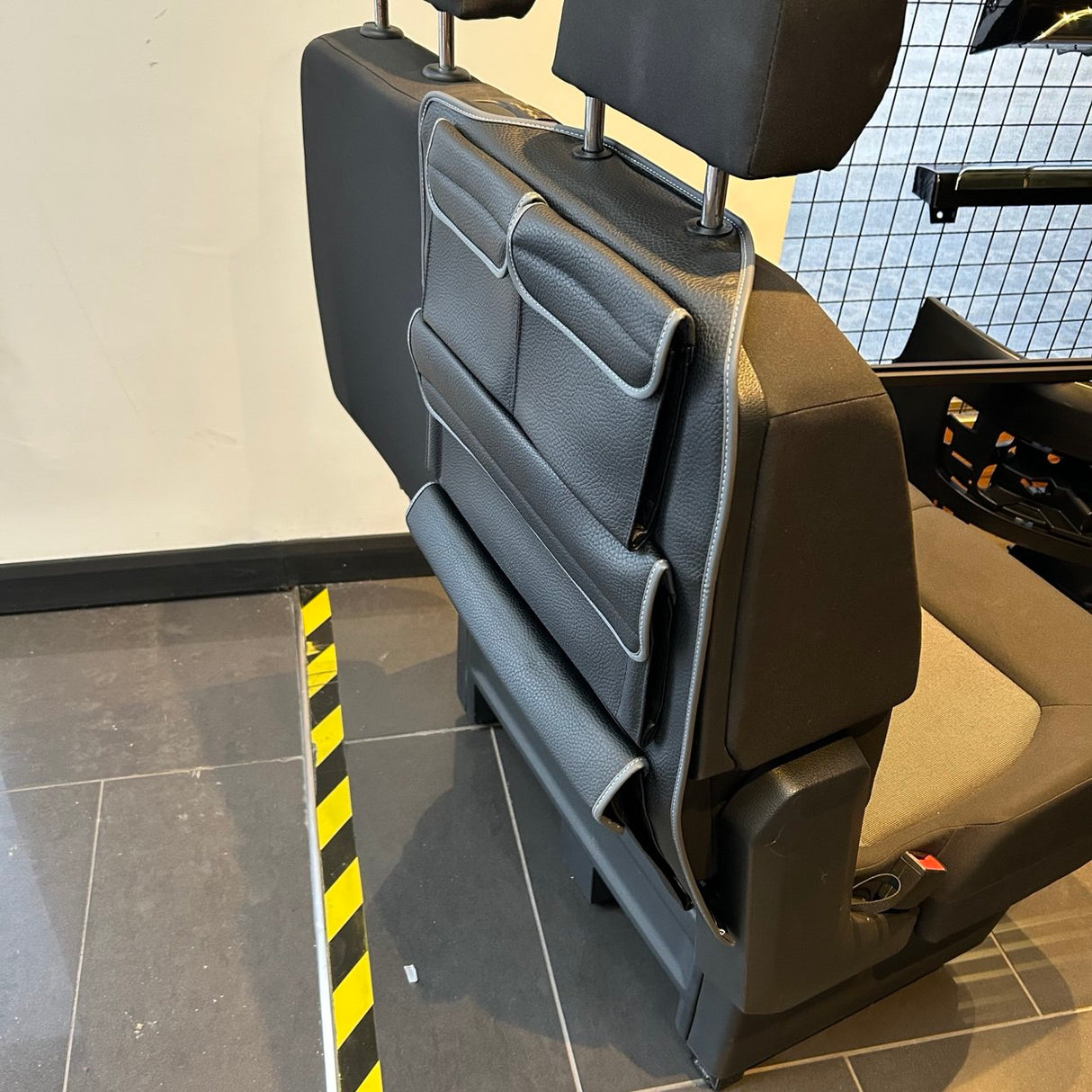 Für neue VW Crafter Rechts Seite Doppel Beifahrer Rückenlehne Organizer | Aufbewahrungstasche aus schwarzem Kunstleder – Van-X
