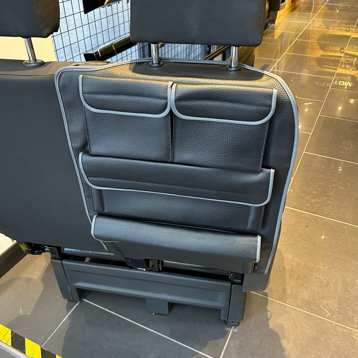 Für neue VW Crafter Rechts Seite Doppel Beifahrer Rückenlehne Organizer | Aufbewahrungstasche aus schwarzem Kunstleder – Van-X