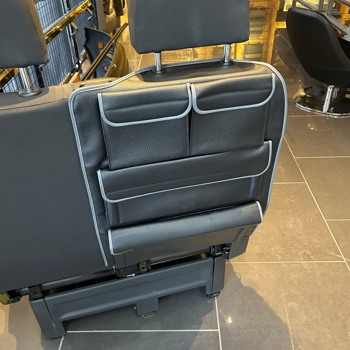 Für neue VW Crafter Rechts Seite Doppel Beifahrer Rückenlehne Organizer | Aufbewahrungstasche aus schwarzem Kunstleder – Van-X