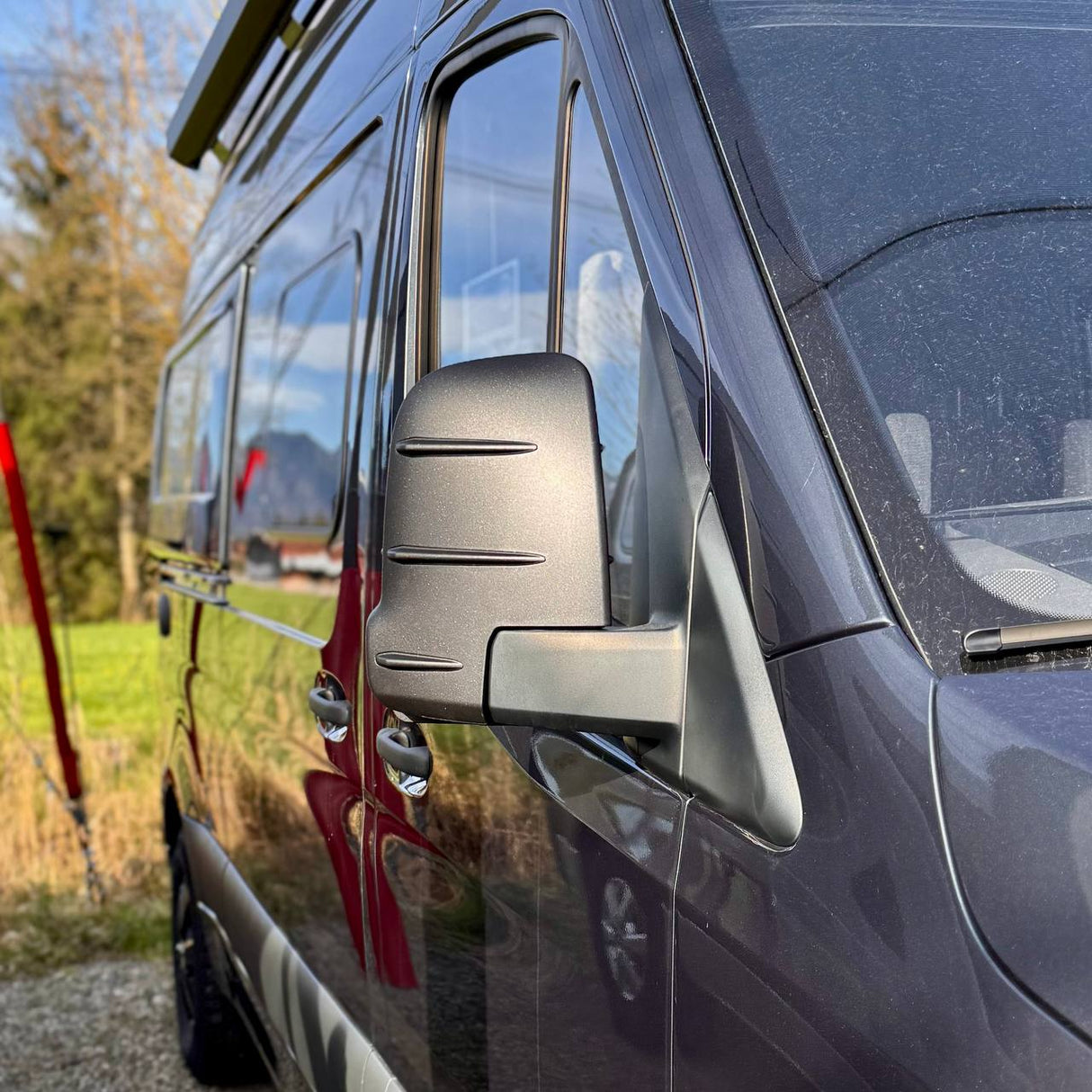 Für Mercedes Sprinter 907 Außenspiegelabdeckungen mit Blinker - Hammerit (2er Set) - Ersatzkappen für 907 Modelle