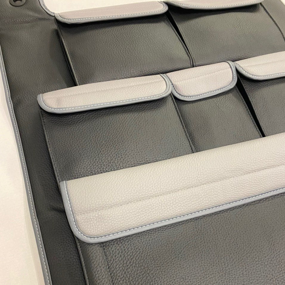 Für VW T5 / T5.1 / T6 Doppelsitz Organizer (Schwarz Mit Grauen Taschen)