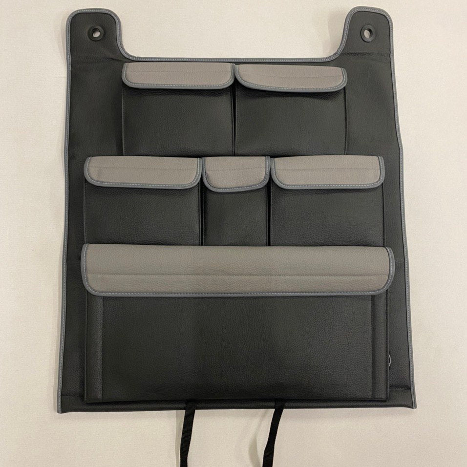 Für VW T5 / T5.1 / T6 Doppelsitz Organizer (Schwarz Mit Grauen Taschen)