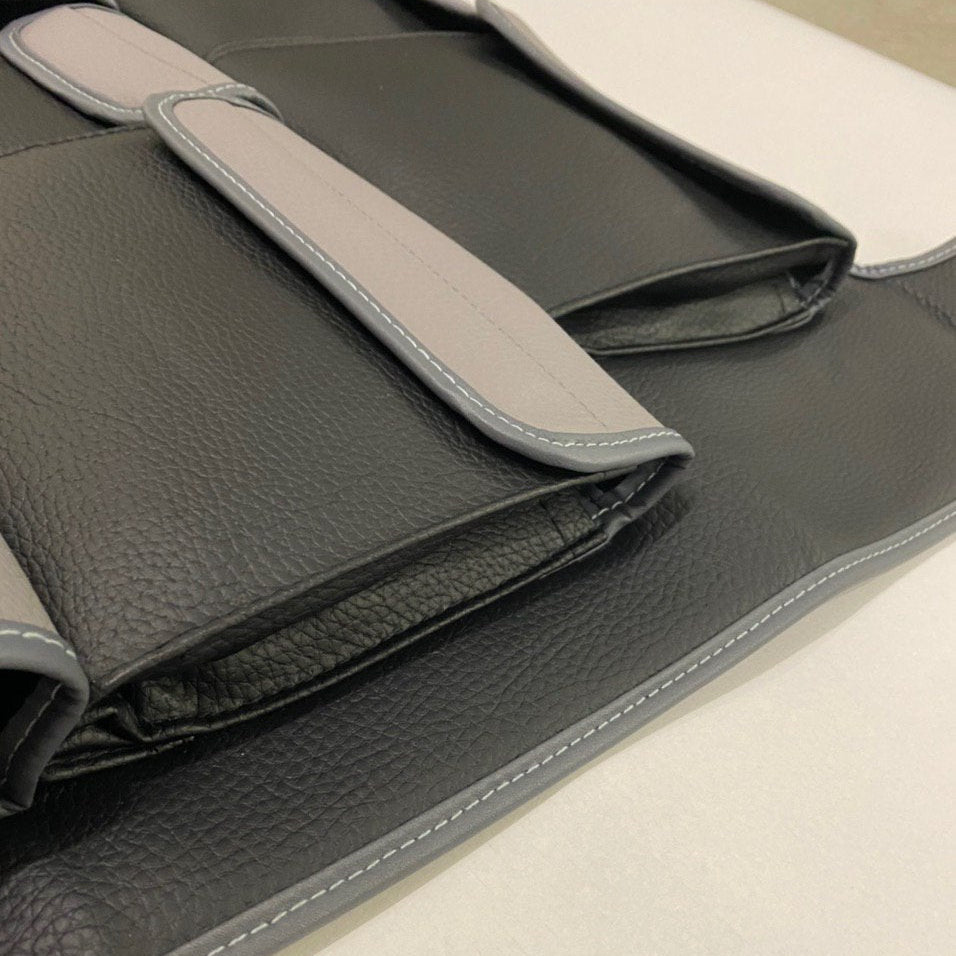 Für VW T5 / T5.1 / T6 Doppelsitz Organizer (Schwarz Mit Grauen Taschen)