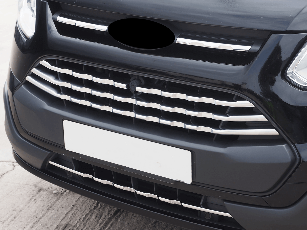 Für Ford Transit Custom glänzende Chrom-Frontgrill-Zierleisten (7 Stück) – MK1 (2012–2018) – Einbaufertig