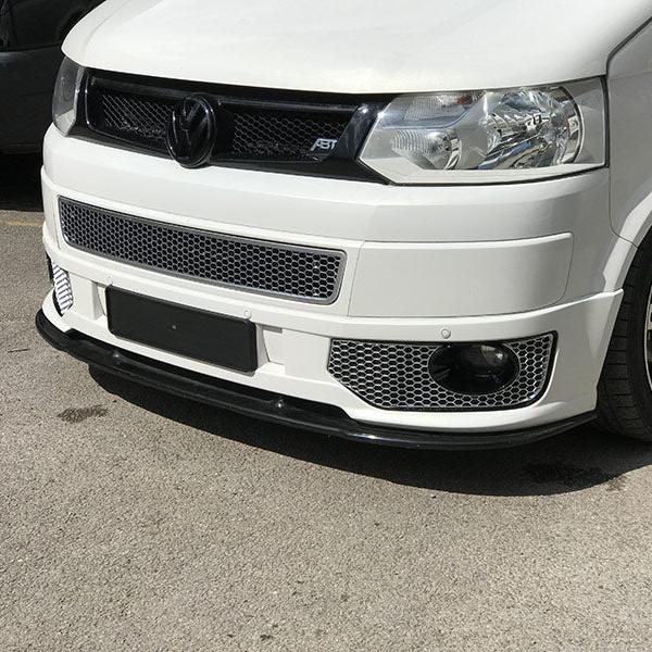 Für VW T5 .1 Honeycomb Sport-Line Front Spoiler Nebelscheinwerferblenden (Chrom Matt)
