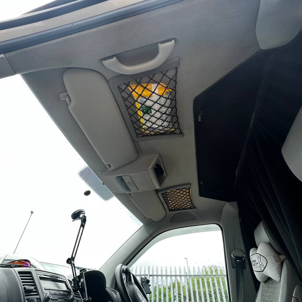 Für VW T5, T5.1, Vorderkabinen-Dachverkleidung, Aufbewahrungsnetz, Bündel, Campervan-Umbautasche (groß + klein)