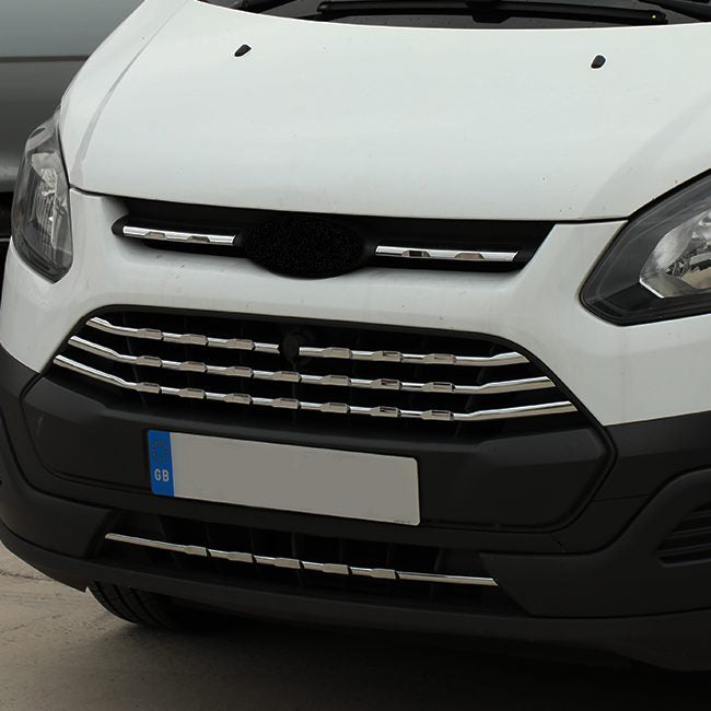 Für Ford Transit Custom Matt Chrome Frontgrill-Verkleidungen (7 Stück) - MK1 (2012-2018) - Fertig zum Einbauen