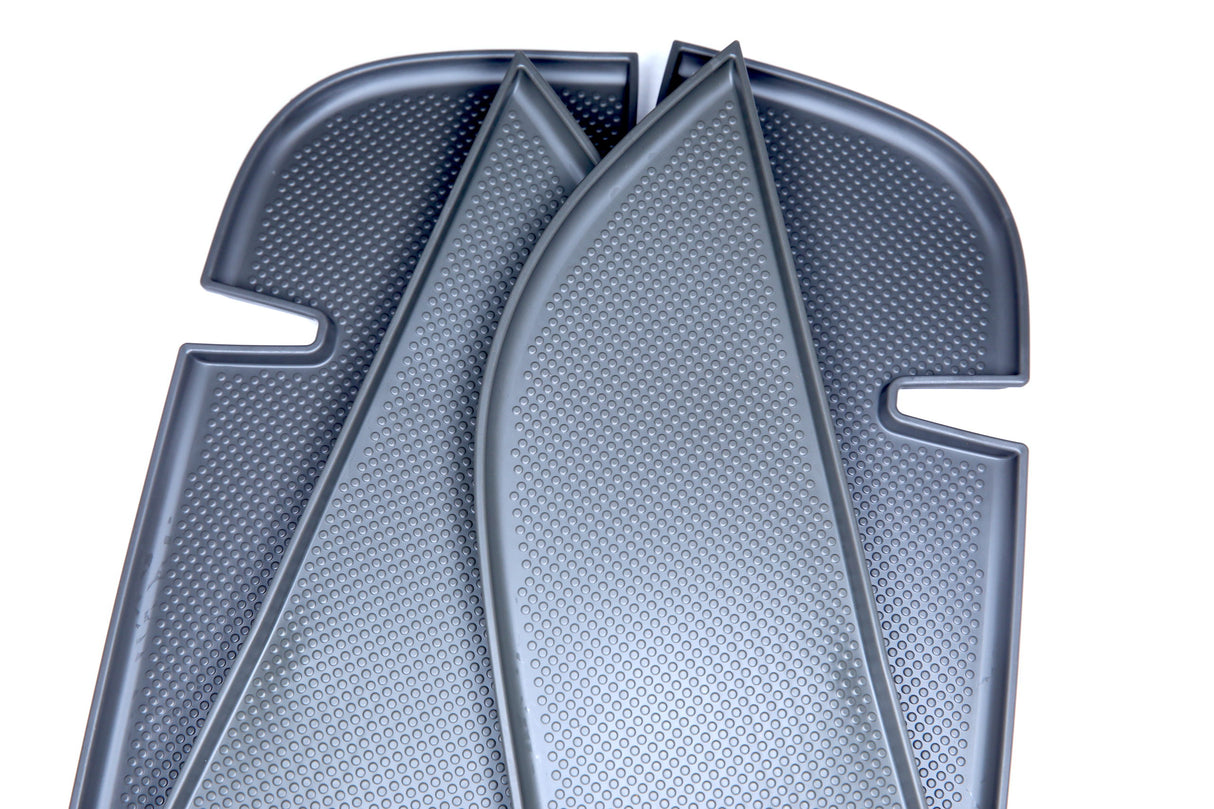 Für VW T5, T5.1 (T5.2) NEU 4er-Set Einlagen für Türverkleidung (Ablagefächer), hochwertiger Kunststoff, Dunkelgrau, Doppelsitzbank-Version