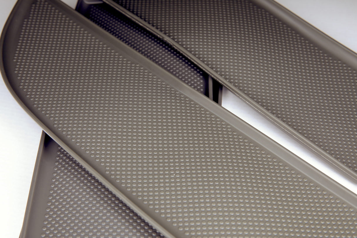 Für VW T5, T5.1 (T5.2) NEU 4er-Set Einlagen für Türverkleidung (Ablagefächer), hochwertiger Kunststoff, Dunkelgrau, Doppelsitzbank-Version