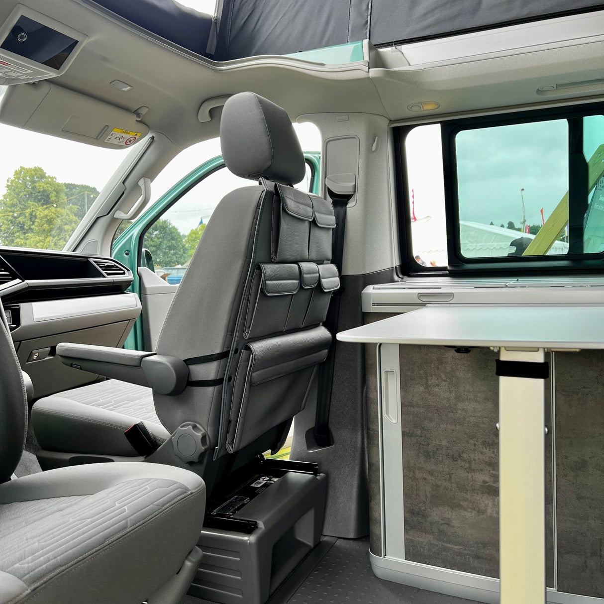 Für VW California Ocean, Coast, Beach Campervan Einzel-/Kapitänssitz, Kunstleder, Rücksitz-Organizer