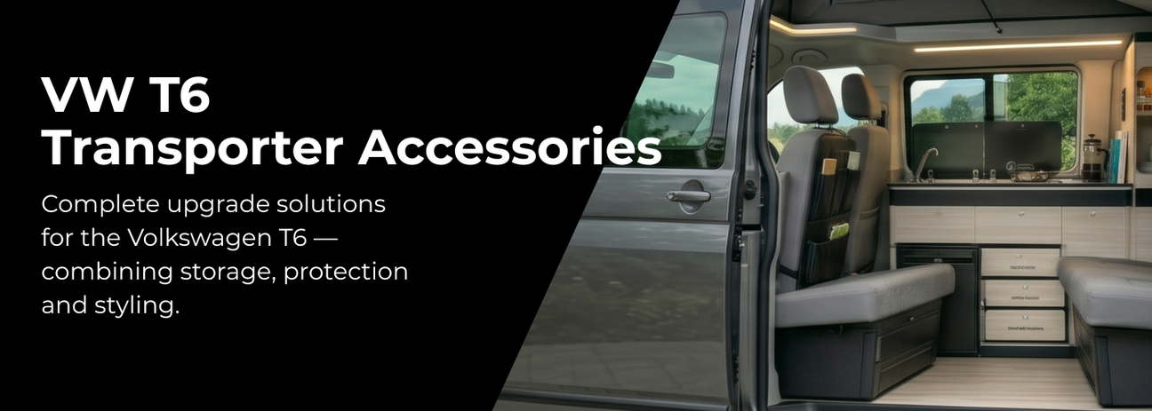 VW T6 Transporter accessories for storage protection and styling upgrades