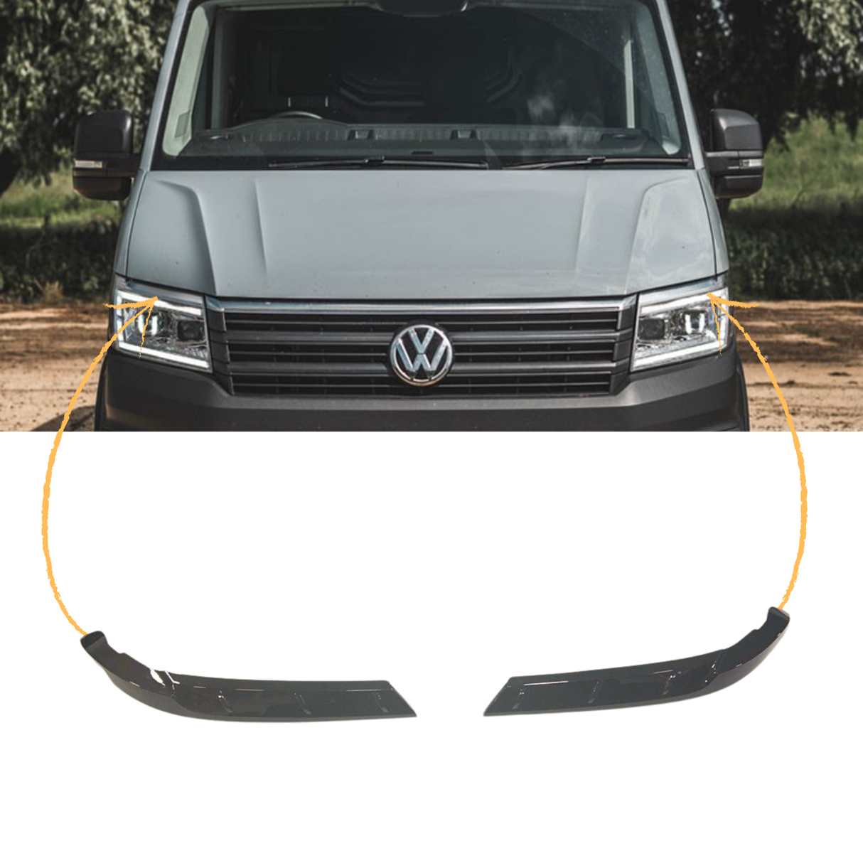 Für den neuen VW Crafter Scheinwerfer Augenbrauenverkleidung – Schwarz glänzend - Van Styling Accessory by Van-X