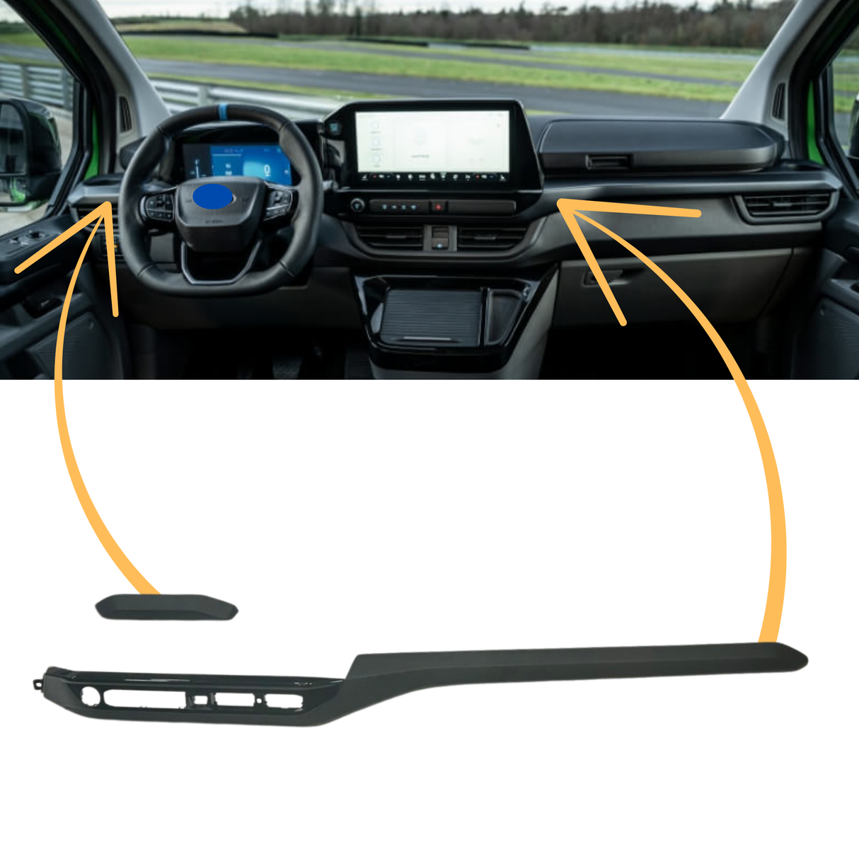 Für den neuen Transit Custom Verkleidungen für das untere Armaturenbrett - Mattschwarz | Van-X