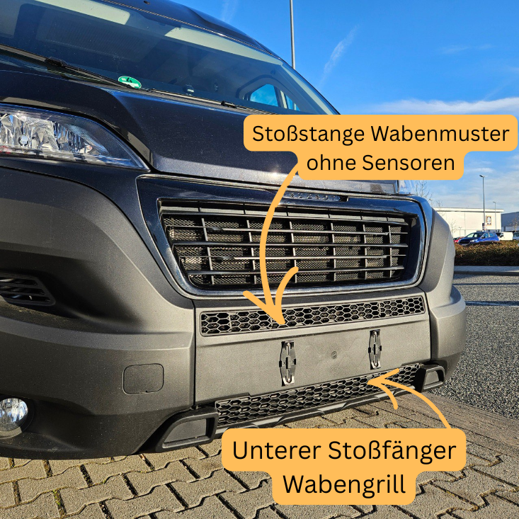 Für Peugeot Boxer Front-Honigwaben-Stoßstangengrill-Bundle 2 Stück – Matt Schwarz | Van-X