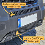 Für Opel Movano Front-Honigwaben-Stoßstangengrill-Bundle 2 Stück – Matt Schwarz | Van-X