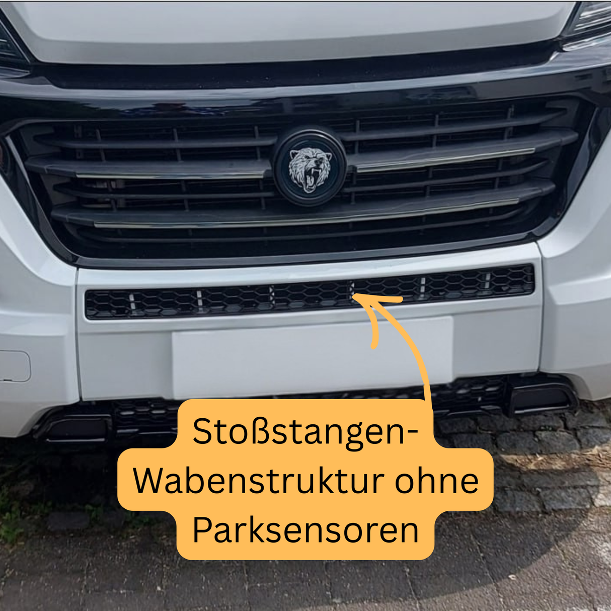 Peugeot Boxer Stoßfänger Wabengitter ohne Parksensoren – Glänzend Schwarz