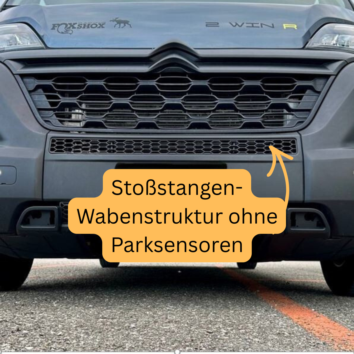 Fiat Ducato Stoßfänger Wabengitter ohne Parksensoren – Matt Schwarz