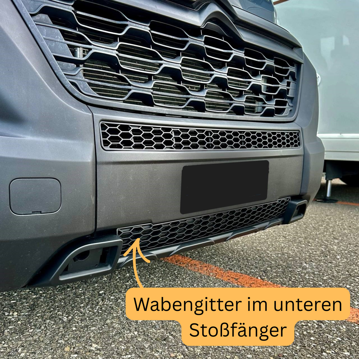 Fiat Ducato unterer Stoßstangen-Waben-Kühlergrill - Matt Schwarz