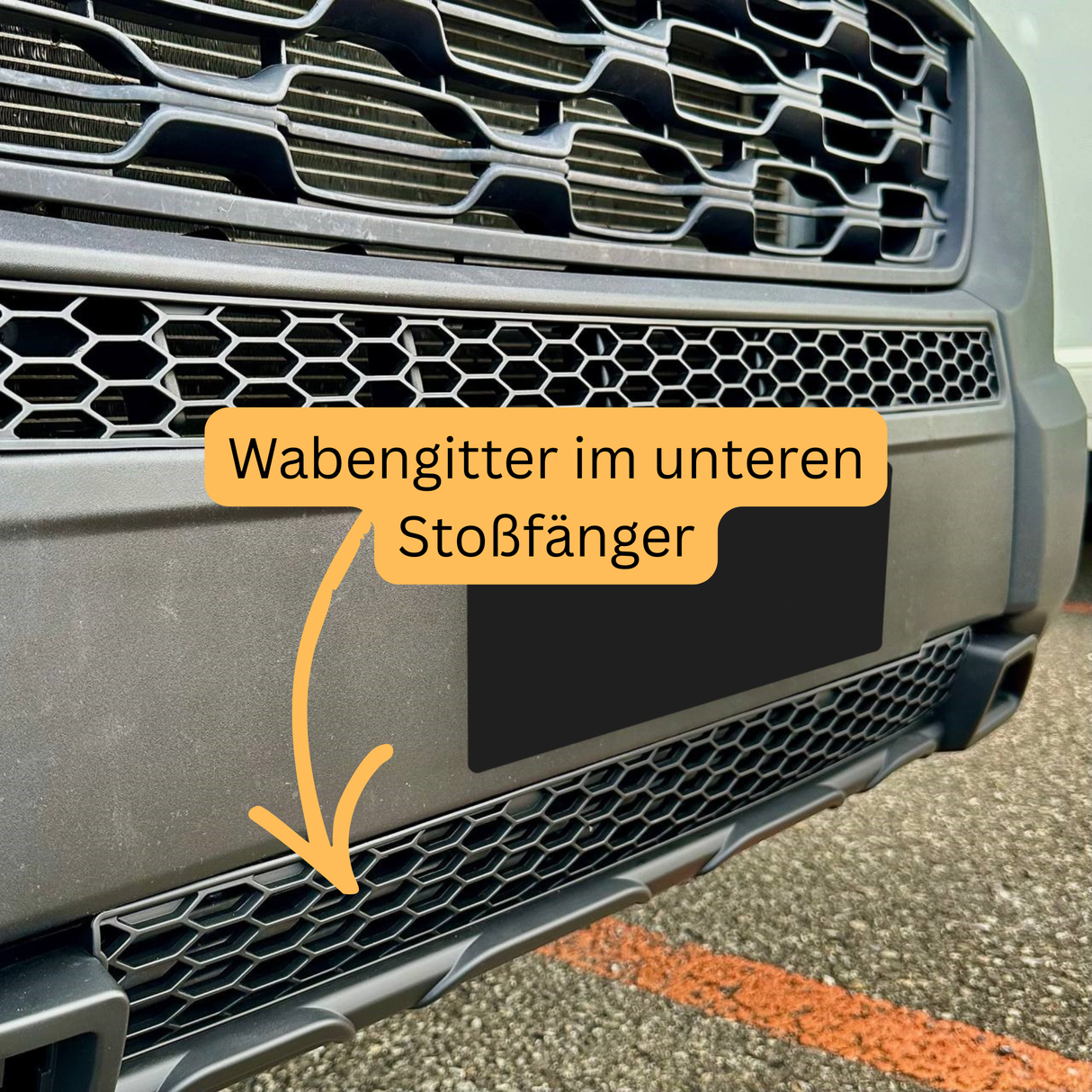 Fiat Ducato unterer Stoßstangen-Waben-Kühlergrill - Matt Schwarz