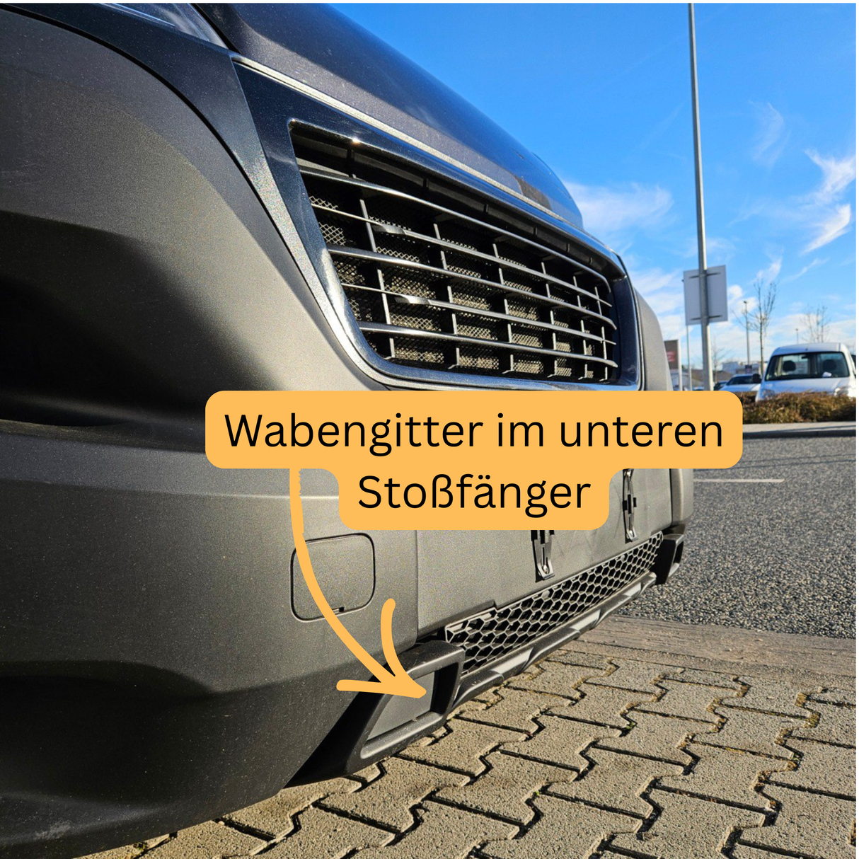 Peugeot Boxer unterer Stoßstangen-Waben-Kühlergrill - Matt Schwarz