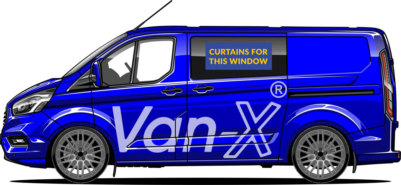 Für Premium-Fenstervorhänge Ford Transit Custom - Schwarz/Grau - ERSTELLEN SIE IHR EIGENES BUNDLE! Van-X