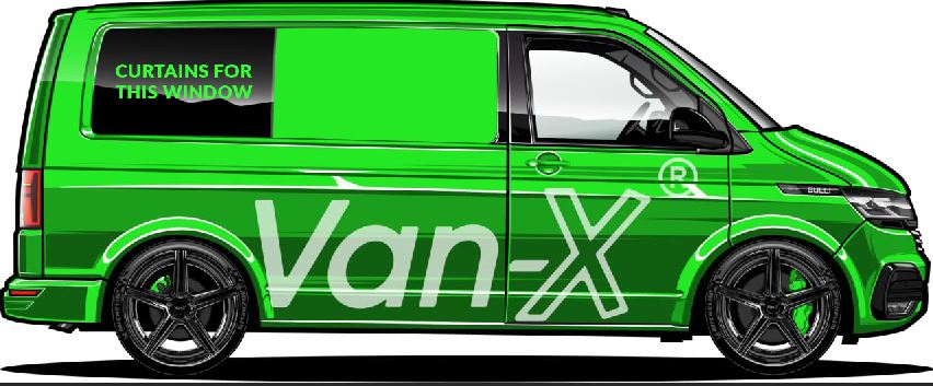 VW T6.1 Transporter Van-Umbau Premium Vorhänge Van-X - Schwarz/Schwarz