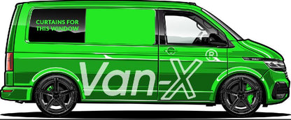 VW T6.1 Transporter Van Conversion Premium Vorhänge Van-X - Schwarz/Grau