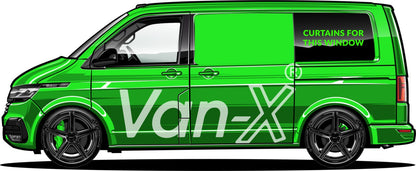 VW T6.1 Transporter Van Conversion Premium Vorhänge Van-X - Schwarz/Grau