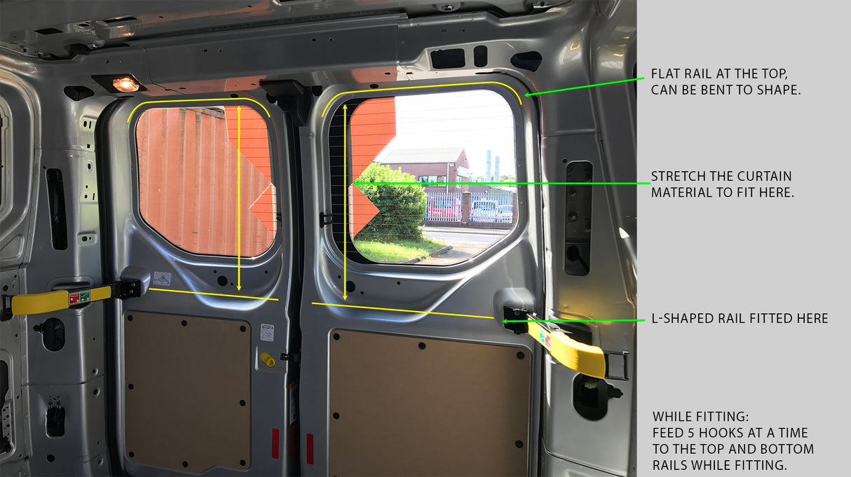 Für Ford Transit Custom Premium 1 x Fenstervorhänge für die hintere Flügeltür von Van-X