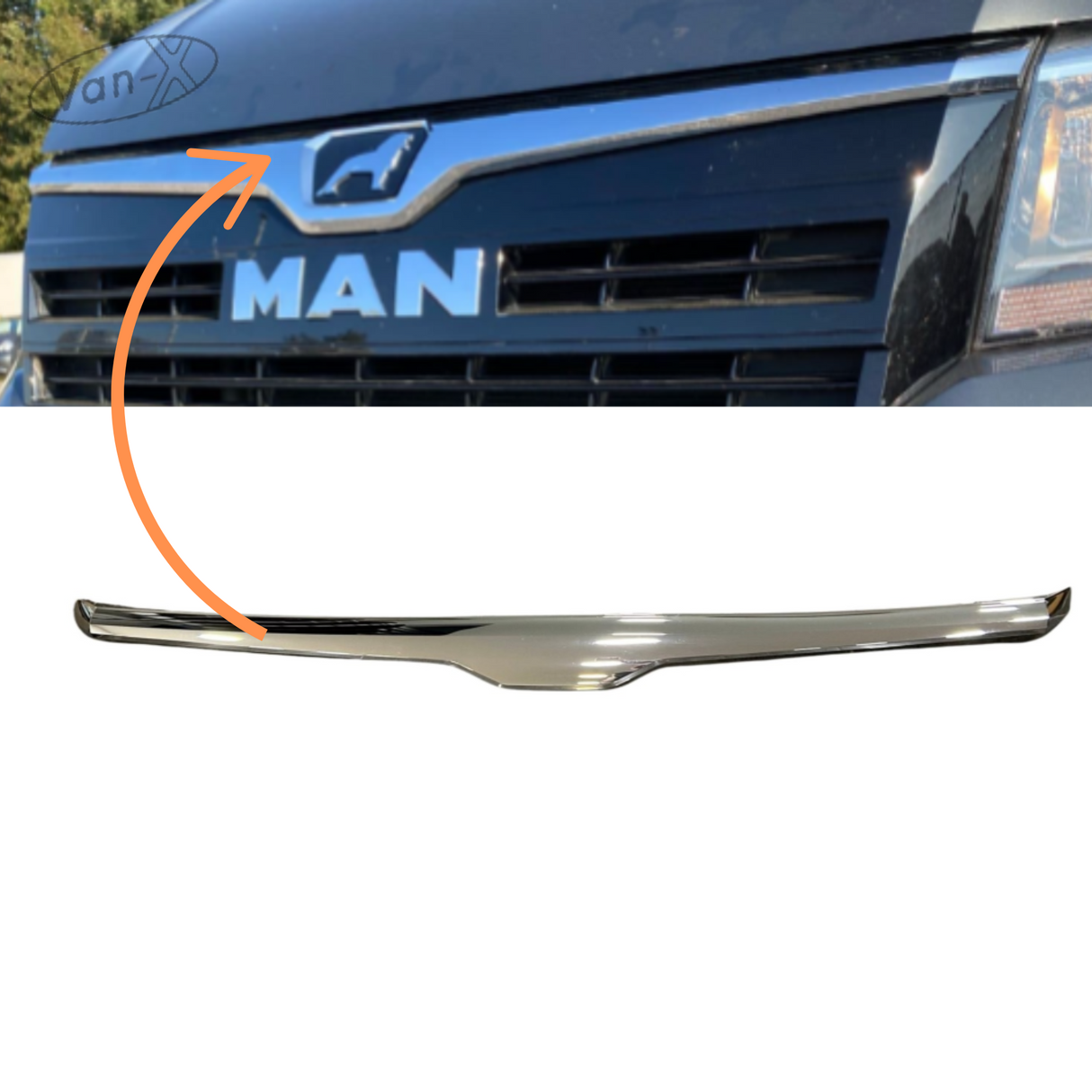 MAN TGE Kühlergrill ohne Emblem - Chrom