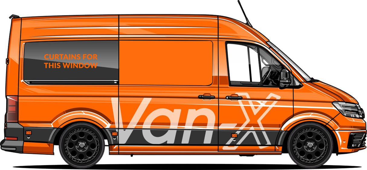 VW Crafter Premium Fenster-Vorhänge Van-X - Schwarz/Grau