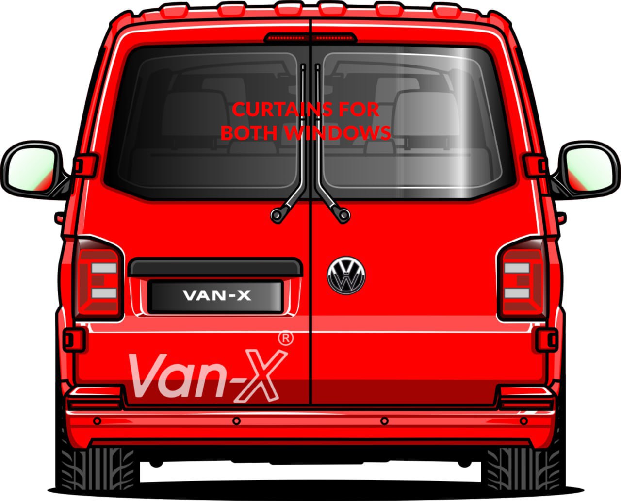 VW Caddy Van-Umbau Premium Vorhänge Van-X - Schwarz/Grau