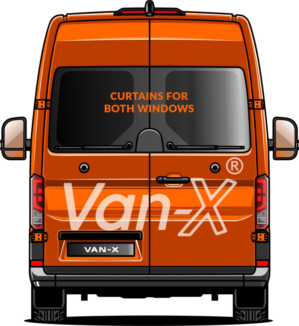 VW Crafter Premium Fenster-Vorhänge Van-X - Schwarz/Schwarz