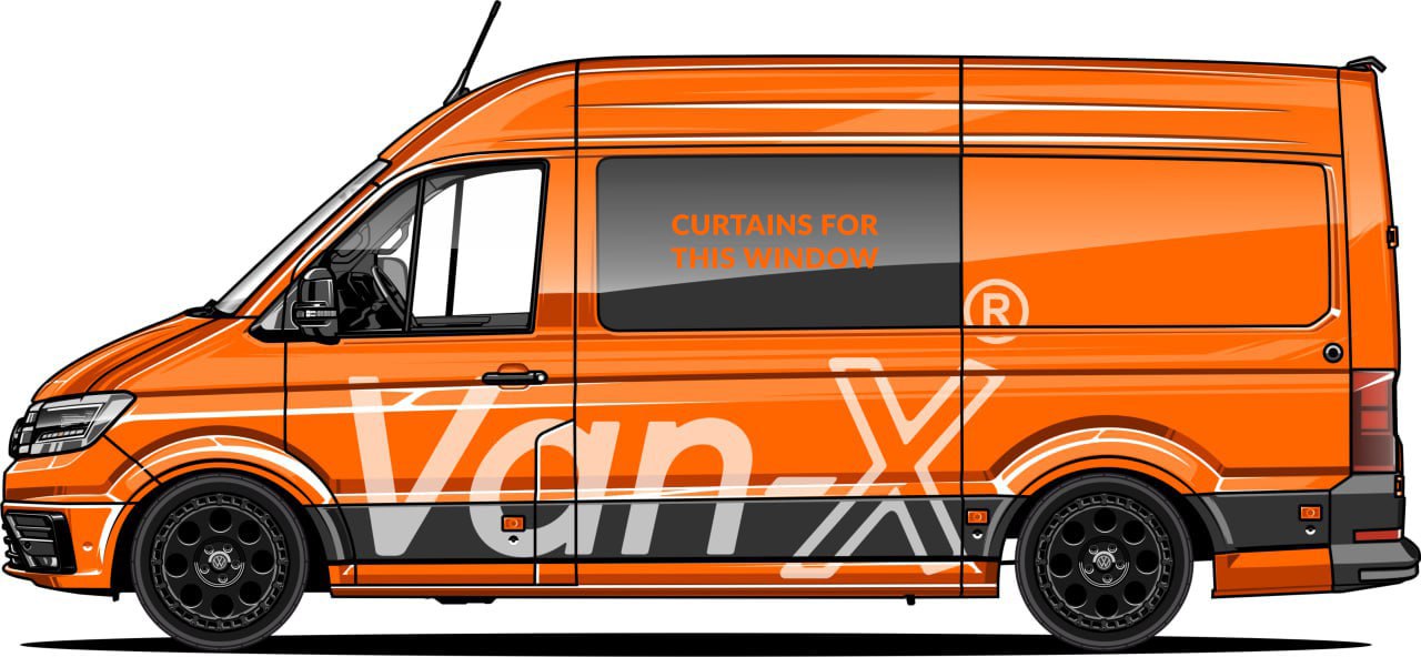 VW Crafter Premium Fenster-Vorhänge Van-X - Schwarz/Grau