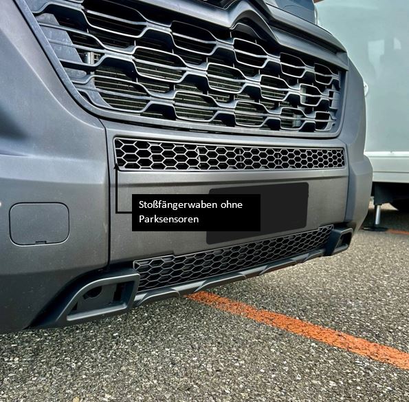 Citroën Relay Stoßfänger Wabengitter ohne Parksensoren – Glänzend Schwarz