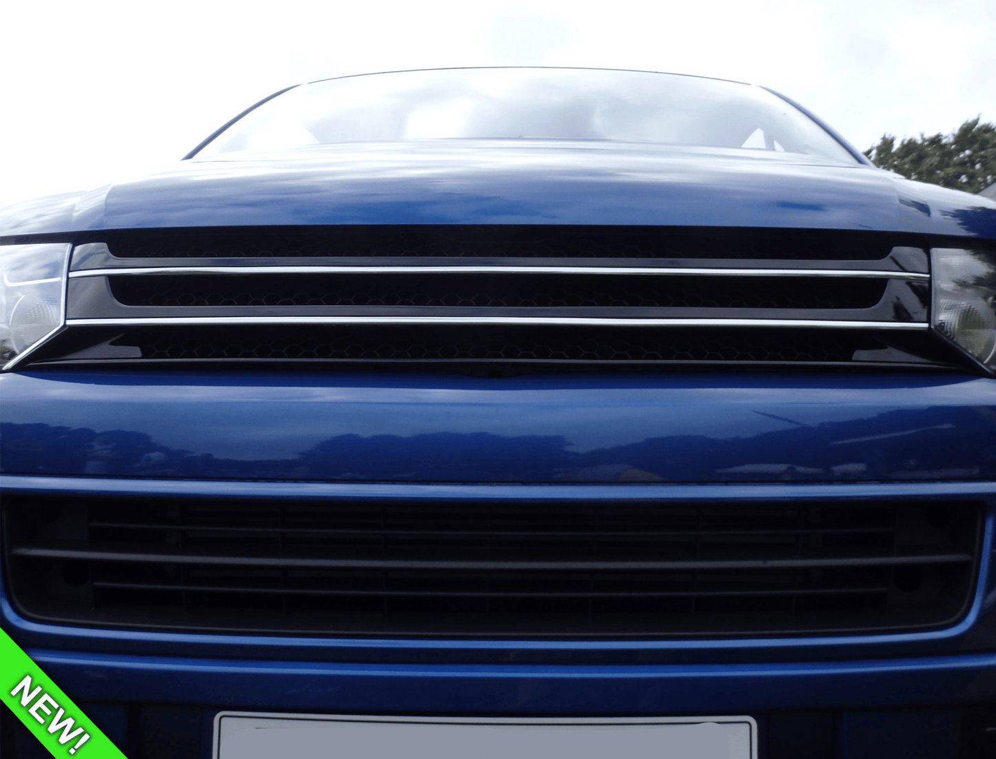 Frontgrill ohne Emblem für VW Volkswagen T5.1 (Klavierschwarz)