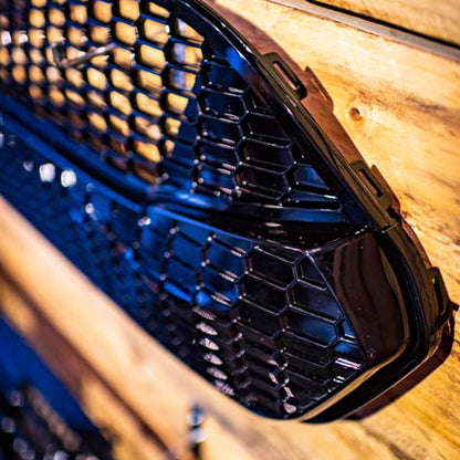 Stoßstangen Gitter oben vorne für Ford Custom Transit F3 FY FZ 2013-2018 Glas Schwarz, Wabengrill